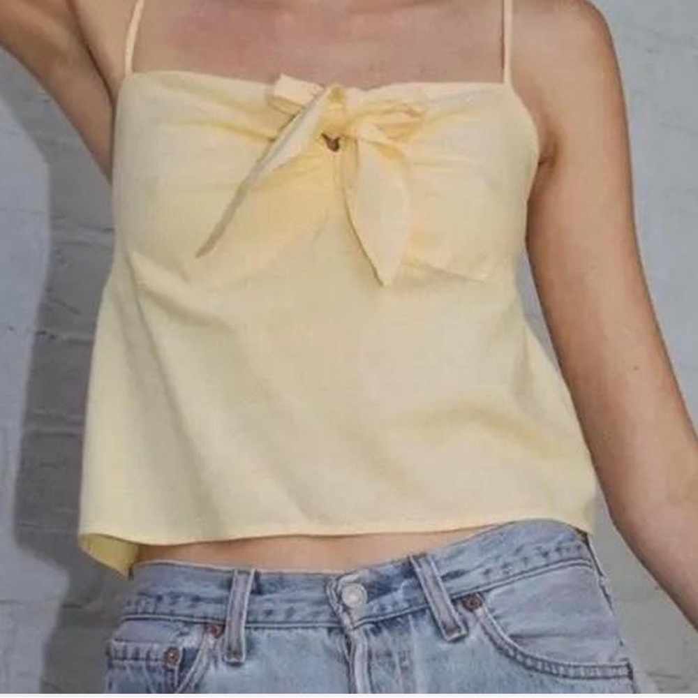 John Galt Brandy yellow tie front tank top